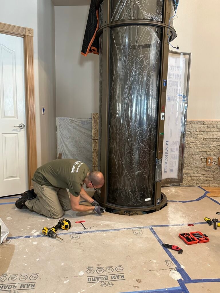 residential elevator install in progress in texas